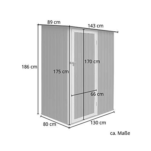 Geräteschrank Geräteschuppen Metall-Schrank Metall-Schuppen Garten-Schrank 130 cm x 80cm x 186 cm – Farbwahl (Grau / Anthrazit) - 3