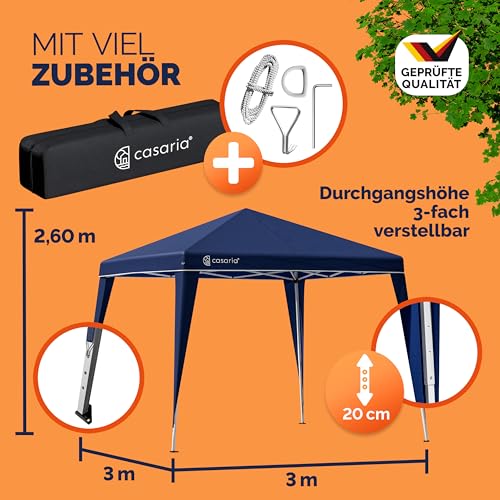 Pavillon Capri 3x3m in Blau – Faltpavillon Gartenzelt Sonnenschutz Popup ✔wasserdicht ✔Farbauswahl ✔Tragetasche - 6