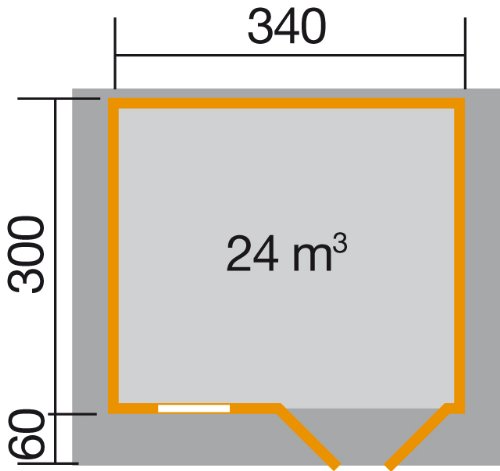 Weka Gartenhaus, 109 Größe 2, 28 mm, DT, EF, braun, 420x370x262 cm, 109.3430.10.00 - 2