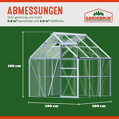 Aluminium Gewächshaus 5,85m³ / 7,6m³ Alu Gartenhaus Treibhaus Frühbeet - 4