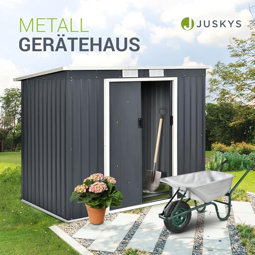Juskys Metall Geräteschuppen Gerätehaus M mit Pultdach in anthrazit - 2