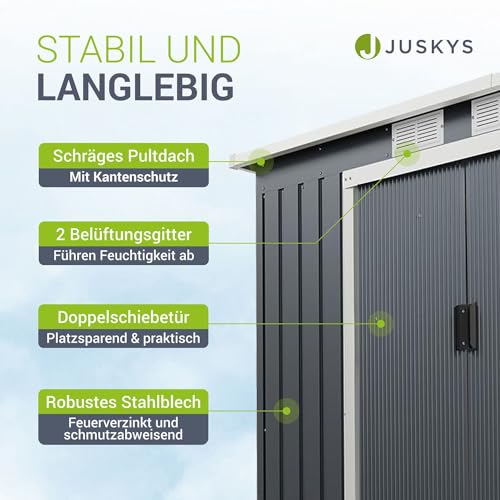 Juskys Metall Geräteschuppen Gerätehaus M mit Pultdach in anthrazit - 5