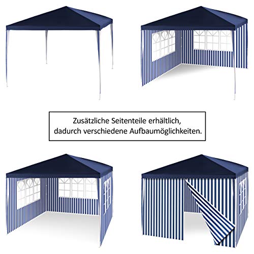 PE-Pavillon Partyzelt mit 2 Seitenteilen für Garten Terrasse Markt Camping Festival als Unterstand und Plane, wasserdicht 3 x 3 m blau - 3