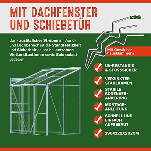 Beistell-Gewaechshaus 2,30m² Alu – Gartenhaus Pflanzenhaus Treibhaus - 3